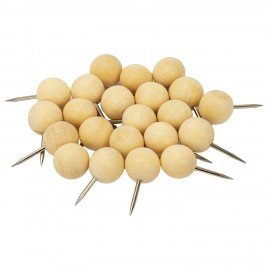 Силовые кнопки-гвоздики BRAUBERG WOOD, деревянные (шарики), 50 штук, 10 мм, 272761
