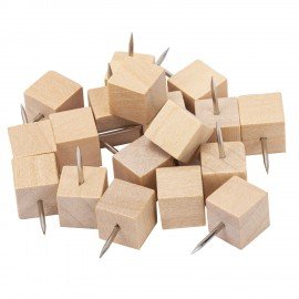 Силовые кнопки-гвоздики BRAUBERG WOOD, деревянные (кубики), 50 штук, 10 мм, 272762