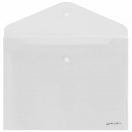 Папка-конверт с кнопкой BRAUBERG "SUPER", А4, прозрачная, ПРОЧНАЯ 0,2 мм, 272876