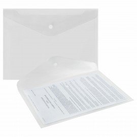 Папка-конверт с кнопкой BRAUBERG "SUPER", А4, прозрачная, ПРОЧНАЯ 0,2 мм, 272876