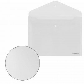 Папка-конверт с кнопкой BRAUBERG "SUPER", А4, прозрачная, ПРОЧНАЯ 0,2 мм, 272876