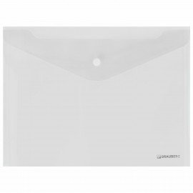 Папка-конверт с кнопкой BRAUBERG "SUPER", А4, прозрачная, ПРОЧНАЯ 0,2 мм, 272876