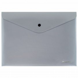 Папка-конверт с кнопкой СЕРЕБРИСТАЯ BRAUBERG "SILVER", А4, непрозрачная, ПРОЧНАЯ 0,2 мм, 272884