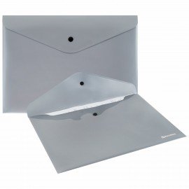 Папка-конверт с кнопкой СЕРЕБРИСТАЯ BRAUBERG "SILVER", А4, непрозрачная, ПРОЧНАЯ 0,2 мм, 272884
