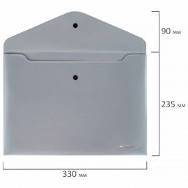 Папка-конверт с кнопкой СЕРЕБРИСТАЯ BRAUBERG "SILVER", А4, непрозрачная, ПРОЧНАЯ 0,2 мм, 272884