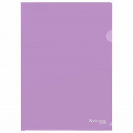Папка-уголок жесткая, непрозрачная, А4, цвет лиловый, 0,15 мм, BRAUBERG PASTEL, 272890