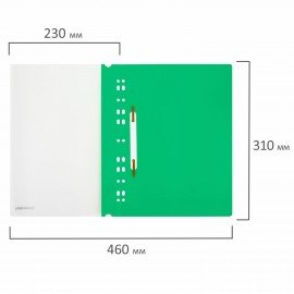 Скоросшиватель пластиковый с перфорацией BRAUBERG EXTRA, А4, 140/180 мкм, зеленый, 272896