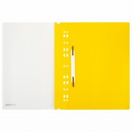 Скоросшиватель пластиковый с перфорацией BRAUBERG EXTRA, А4, 140/180 мкм, желтый, 272899