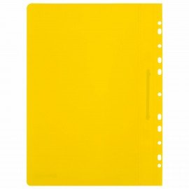 Скоросшиватель пластиковый с перфорацией BRAUBERG EXTRA, А4, 140/180 мкм, желтый, 272899