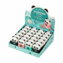 Точилка с ластиком BRUNO VISCONTI "FunGraphix Панда", с контейнером, пластиковая, ассорти, 35-0037