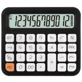 Калькулятор настольный BRAUBERG KW-1000-BK (152x132 мм), 3D кнопки, 12 разрядов, черный, 272956