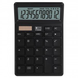 Калькулятор настольный BRAUBERG CH-12-BK (153х103 мм), 12 разрядов, двойное питание, черный, 272958