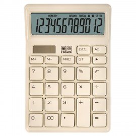 Калькулятор настольный BRAUBERG CH-12-BG (153х103 мм), 12 разрядов, двойное питание, бежевый, 272960