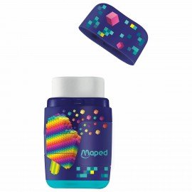 Точилка с ластиком 2 в 1 MAPED (Франция) "Pixel Party Connect", 2 отверстия, 049223