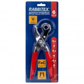 Дырокол пробойник просекатель для кожи, ткани и картона, диаметры 2.5, 3.0, 3.5, 4.0, 4.5, 5.0 мм, RABBITEX, 273013