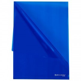 Папка-уголок прозрачная А4 BRAUBERG UNIVERSAL, синяя, 0,10 мм, 273045