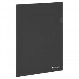 Папка-уголок прозрачная А4 BRAUBERG UNIVERSAL, черная, 0,10 мм, 273046