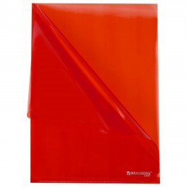Папка-уголок прозрачная А4 BRAUBERG UNIVERSAL, красная, 0,10 мм, 273047