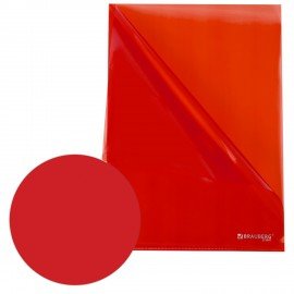 Папка-уголок прозрачная А4 BRAUBERG UNIVERSAL, красная, 0,10 мм, 273047