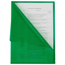 Папка-уголок прозрачная А4 BRAUBERG UNIVERSAL, зеленая, 0,10 мм, 273048
