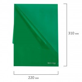 Папка-уголок прозрачная А4 BRAUBERG UNIVERSAL, зеленая, 0,10 мм, 273048