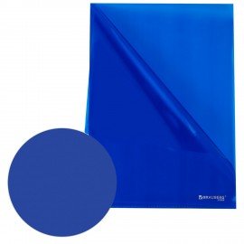 Папка-уголок жесткая прозрачная А4 BRAUBERG UNIVERSAL, синяя, 0,15 мм, 273050