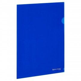 Папка-уголок жесткая прозрачная А4 BRAUBERG UNIVERSAL, синяя, 0,15 мм, 273050