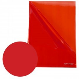Папка-уголок жесткая прозрачная А4 BRAUBERG UNIVERSAL, красная, 0,15 мм, 273052