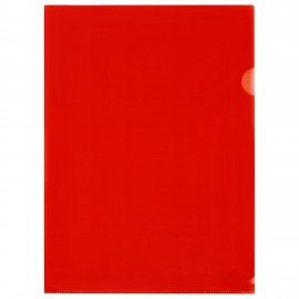 Папка-уголок жесткая прозрачная А4 BRAUBERG UNIVERSAL, красная, 0,15 мм, 273052