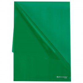 Папка-уголок жесткая прозрачная А4 BRAUBERG UNIVERSAL, зеленая, 0,15 мм, 273053