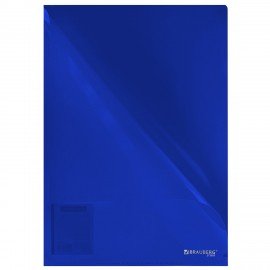 Папка-уголок жесткая непрозрачная А4 BRAUBERG UNIVERSAL, синяя, 0,18 мм, 273055