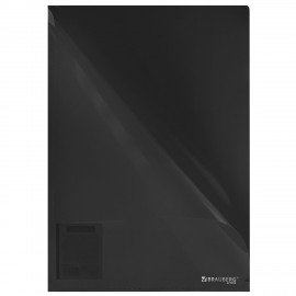 Папка-уголок жесткая непрозрачная А4 BRAUBERG UNIVERSAL, черная, 0,18 мм, 273056