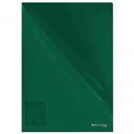 Папка-уголок жесткая непрозрачная А4 BRAUBERG UNIVERSAL, зеленая, 0,18 мм, 273057
