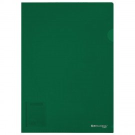 Папка-уголок жесткая непрозрачная А4 BRAUBERG UNIVERSAL, зеленая, 0,18 мм, 273057