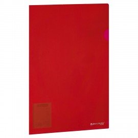 Папка-уголок жесткая непрозрачная А4 BRAUBERG UNIVERSAL, красная, 0,18 мм, 273058