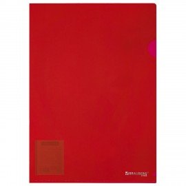 Папка-уголок жесткая непрозрачная А4 BRAUBERG UNIVERSAL, красная, 0,18 мм, 273058