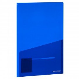 Папка-уголок 2 кармана непрозрачная А4 BRAUBERG SPECIAL, синяя, 0,18 мм, 273060