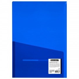 Папка-уголок 2 кармана непрозрачная А4 BRAUBERG SPECIAL, синяя, 0,18 мм, 273060