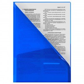 Папка-уголок 2 кармана непрозрачная А4 BRAUBERG SPECIAL, синяя, 0,18 мм, 273060