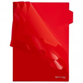 Папка-уголок 3 отделения жесткая непрозрачная А4 BRAUBERG SPECIAL, красная, 0,15 мм, 273064
