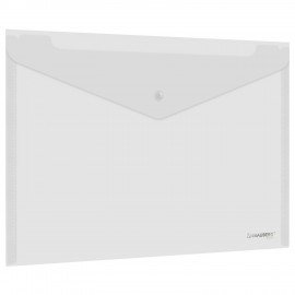 Папка-конверт с кнопкой А4 BRAUBERG UNIVERSAL, до 100 листов, прозрачная, 0,15 мм, 273070