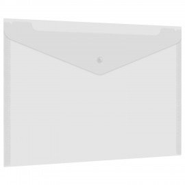 Папка-конверт с кнопкой А4 BRAUBERG UNIVERSAL, до 100 листов, прозрачная, 0,15 мм, 273070