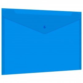 Папка-конверт с кнопкой прозрачная А4 BRAUBERG UNIVERSAL, до 100 листов, синяя, 0,15 мм, 273071