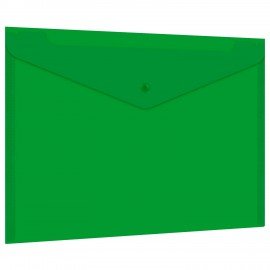 Папка-конверт с кнопкой прозрачная А4 BRAUBERG UNIVERSAL, до 100 листов, зеленая, 0,15 мм, 273074