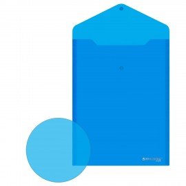 Папка-конверт с кнопкой прозрачная А4 BRAUBERG UNIVERSAL, вертикальная, синяя, 0,15 мм, 273076