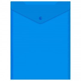 Папка-конверт с кнопкой прозрачная А4 BRAUBERG UNIVERSAL, вертикальная, синяя, 0,15 мм, 273076