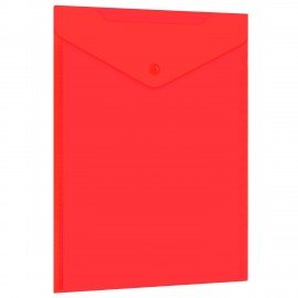 Папка-конверт с кнопкой прозрачная А4 BRAUBERG UNIVERSAL, вертикальная, красная, 0,15 мм, 273077