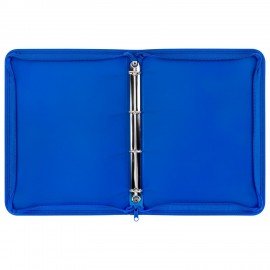 Папка объемная на молнии пластиковая на 4 кольцах, 35 мм, А4, BRAUBERG PIXEL, темно-синяя, 0,7 мм, 273080