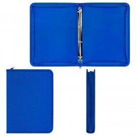 Папка объемная на молнии пластиковая на 4 кольцах, 35 мм, А4, BRAUBERG PIXEL, темно-синяя, 0,7 мм, 273080