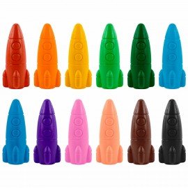 Восковые мелки фигурные BRAUBERG KIDS "РАКЕТА", НАБОР 12 цветов + НАКЛЕЙКИ В ПОДАРОК!, 273082